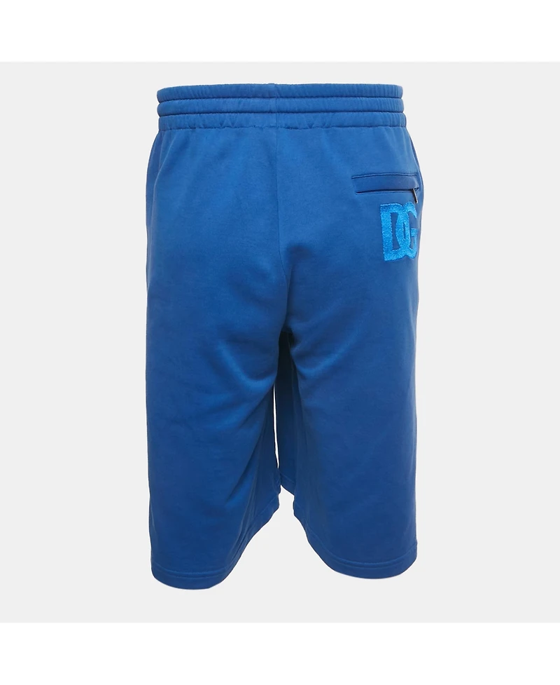 Pre-Owned Dolce & Gabbana Men's Blue Cotton Logo Embroidered Shorts