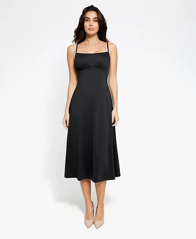 Popilush Women's Shapewear Built-In Sculpting A-Line Midi Slip Dress