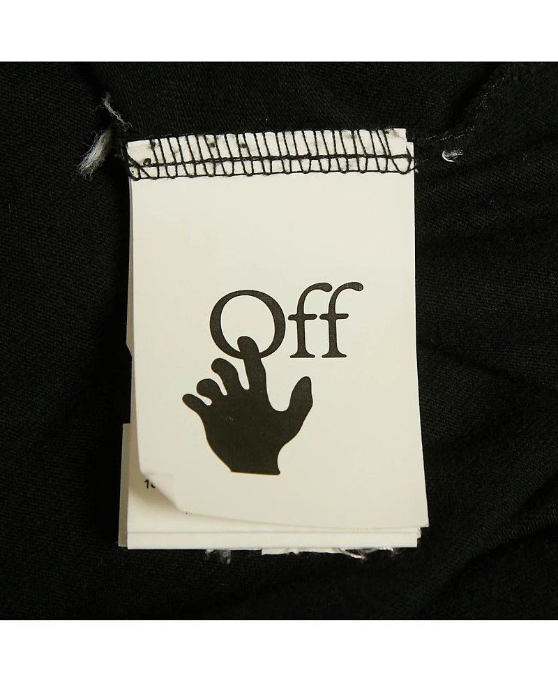 Pre-Owned Off-White Men's Black Logo Embroidered Cotton Crewneck T-Shirt