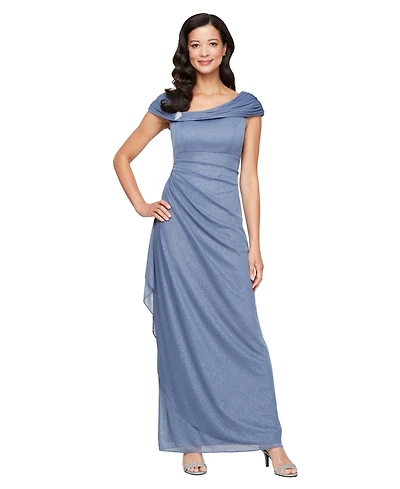 Alex Evenings Women's Glittered Ruched Gown