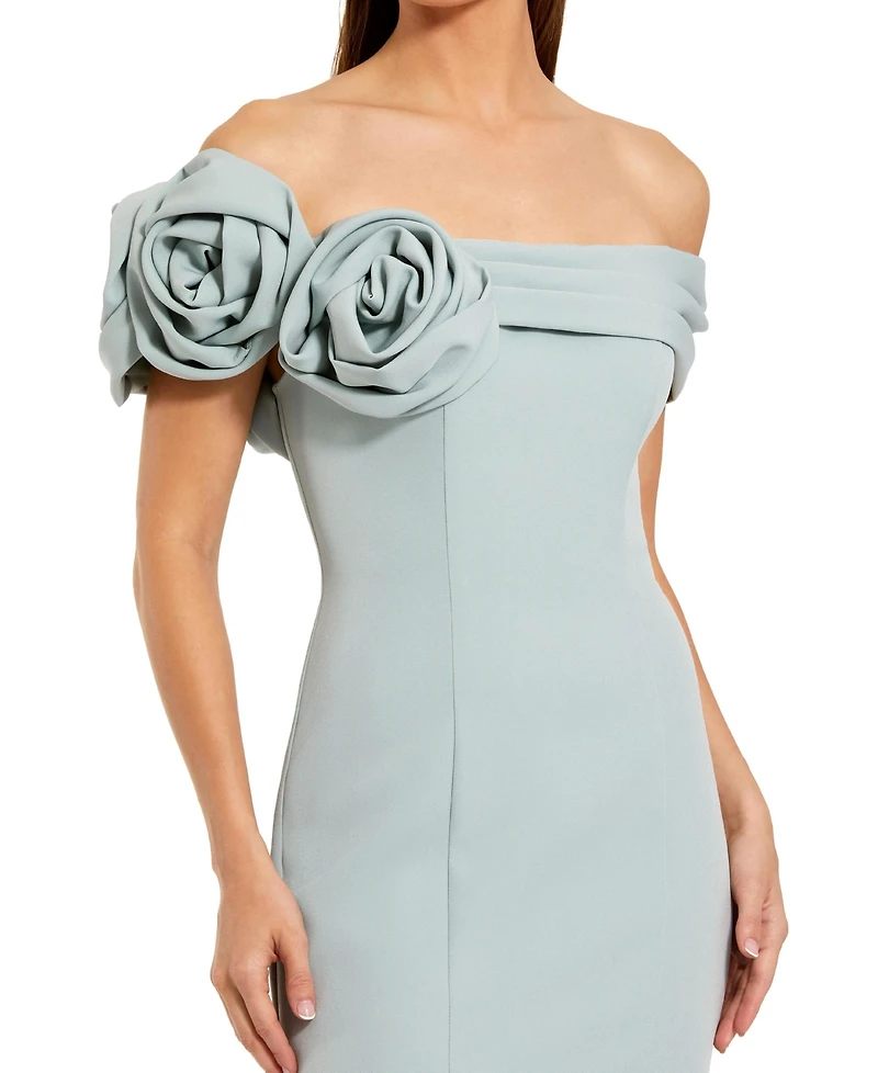 Mac Duggal Women's 3D Floral Crepe Off The Shoulder Gown.