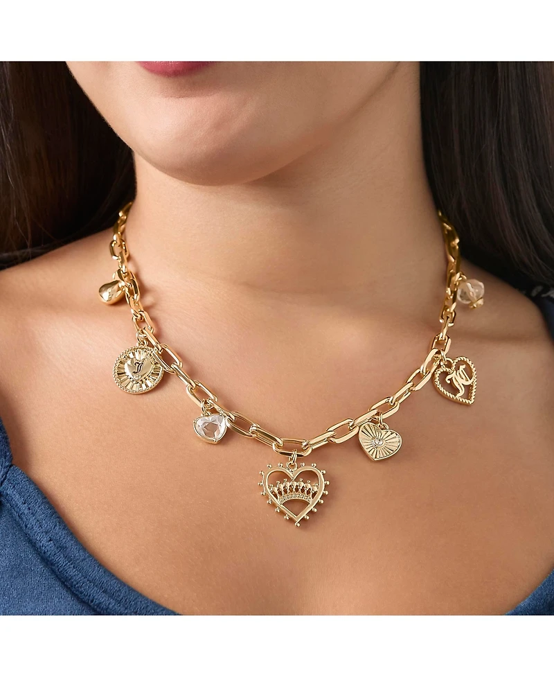 Juicy Couture Heart Juicy Logo Charm Necklace - 18+2''