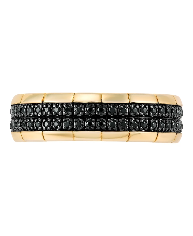 Macy's Men's Black Diamond Ring (1/4 ct. t.w.) in 14k Yellow Gold-Plated Sterling Silver