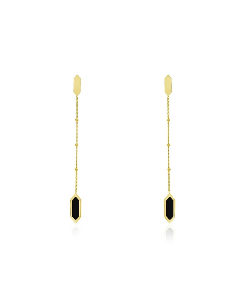 The Lovery Onyx Hexagon Bead Drop Earrings