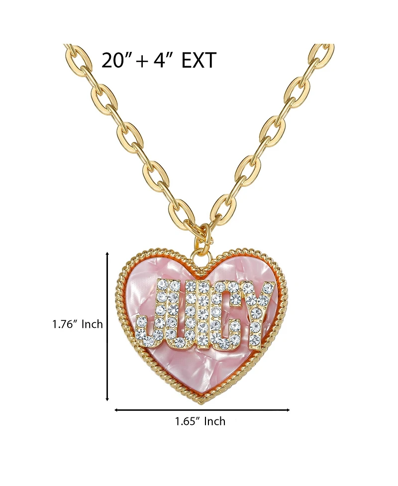 Juicy Couture Juicy Heart Pendant Necklace, Gold Tone with Pink Mop