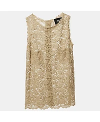 Pre-Owned Dolce & Gabbana Women's Pre-Owned D&g Beige Lace Sleeveless Sheer Top