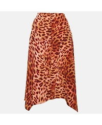 Pre-Owned Stella Mccartney Women's Pink/brown Leopard Print Silk Midi Skirt