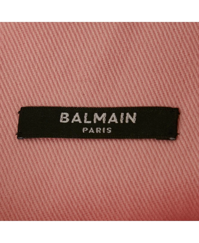 Pre-Owned Balmain Women's Pink Denim Applique Detail Pleated Mini Skirt