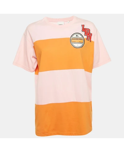 Pre-Owned Burberry Women's Logo Applique Cotton Crew Neck T- Shirt