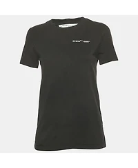 Pre-Owned Off-White Women's Black Logo Embroidered Jersey Crew Neck T-Shirt