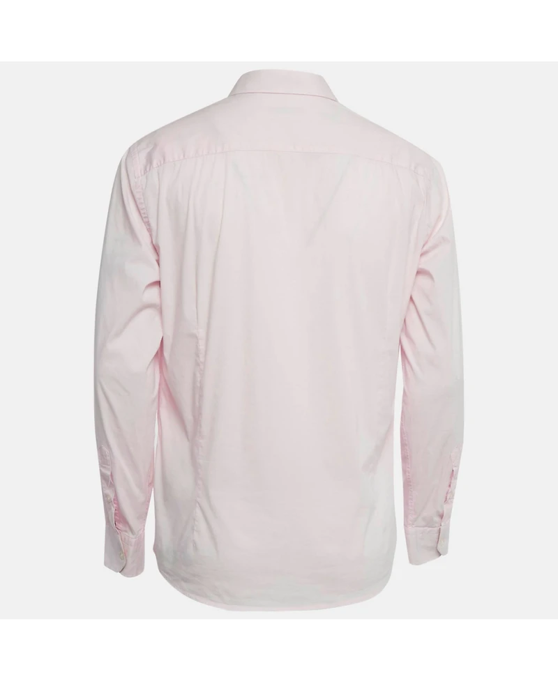 Pre-Owned Burberry Men's Brit Pink Logo Embroidered Cotton Shirt