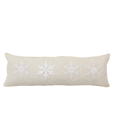 Saro Lifestyle Embroidered Snowflake Poly Filled Decorative Pillow, 13" x 40"