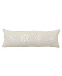 Saro Lifestyle Embroidered Snowflake Poly Filled Decorative Pillow, 13" x 40"