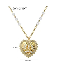 Juicy Couture Heart Crown Necklace, Gold-Tone with Pearl Accent