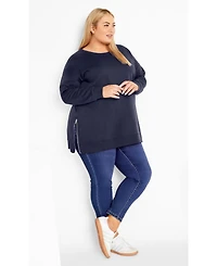Avenue Women's Plus Jade Longline Zip Top