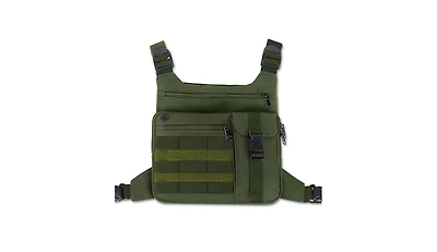 Batfox Tactical Chest Pack: Lightweight Water-Resistant Running Bag For Outdoor Sports & Hiking Edc - Men & Women (Olive Green).