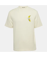 Pre-Owned Jacquemus Men's Off-White Cotton Banana Patch Detail Crew Neck T-Shirt