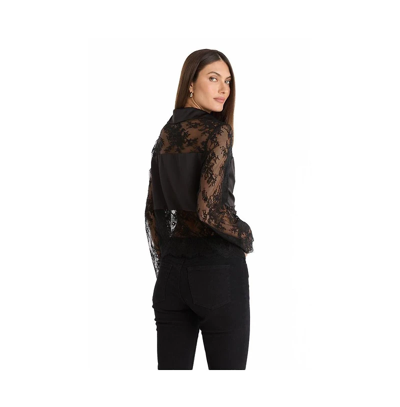 The Noli Shop Women's Vienna Lace Blouse - Fuchsia