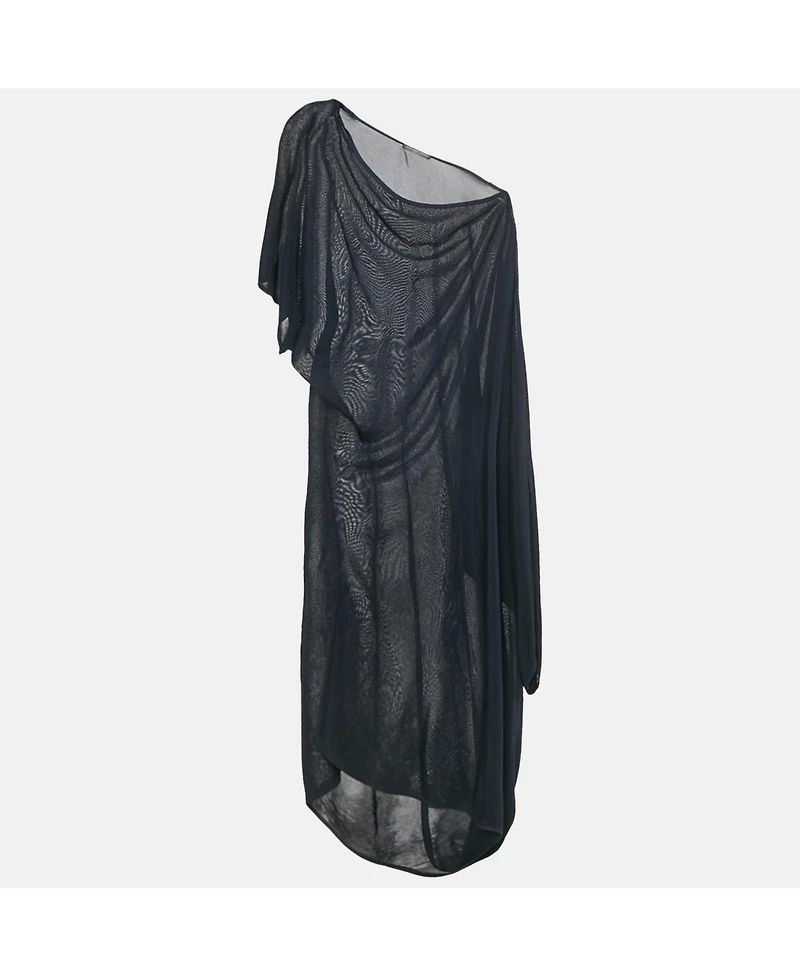 Pre-Owned Alexander Mcqueen Women's Navy Blue Jersey Asymmetric Dress