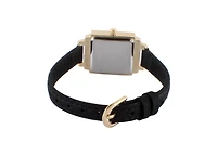 Peugeot Women's 22mm Gold Crystal Watch With Black Dial & Tan Strap