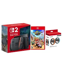 Nintendo Switch 2 Console with Mario Kart World and Sentriq Joy Cons Steering Wheel Set Bundle