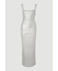 Karen Millen Women's Metallic Strappy Knit Maxi Dress