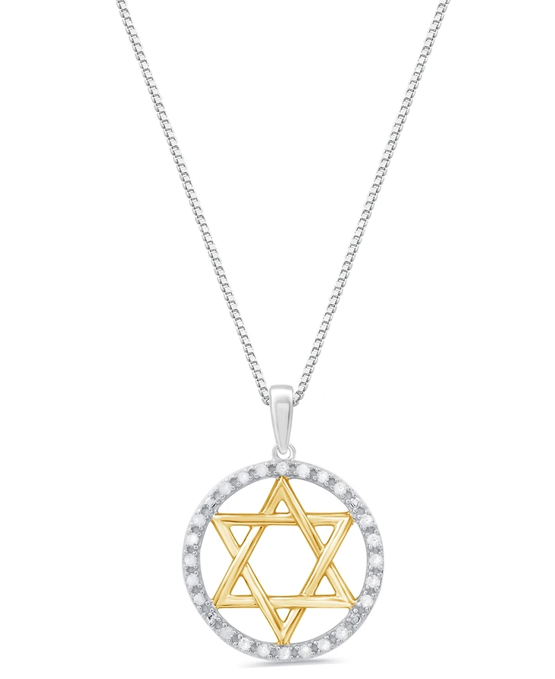 Marsala Diamond Star of David Pendant Necklace (1/4 ct. t.w.) in Sterling Silver & 14k Gold Plated Over Sterling Silver