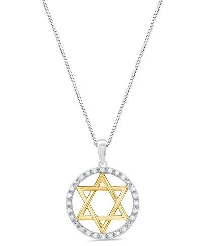 Marsala Diamond Star of David Pendant Necklace (1/4 ct. t.w.) in Sterling Silver & 14k Gold Plated Over Sterling Silver