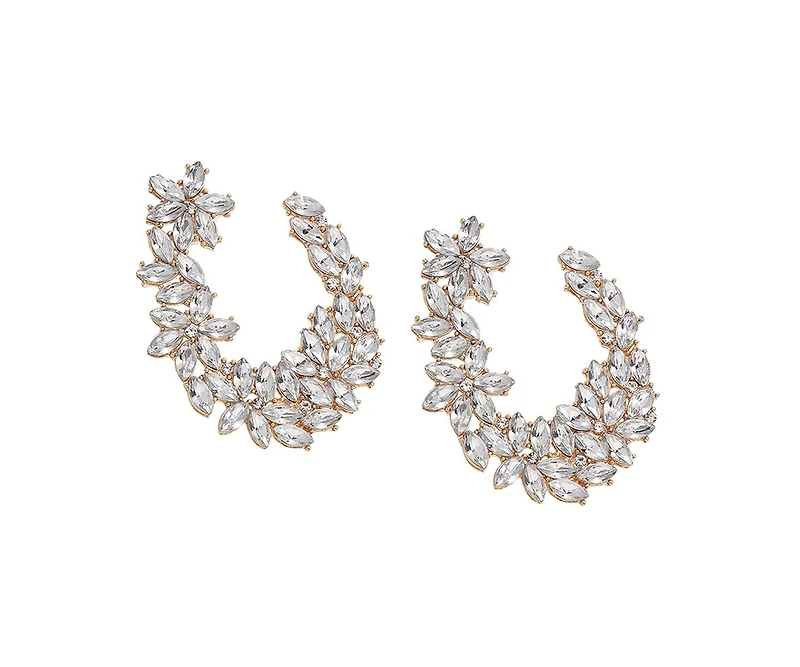 Sohi Women's Stone Cluster Stud Earrings