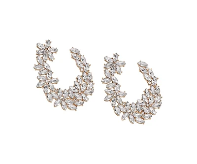 Sohi Women's Stone Cluster Stud Earrings