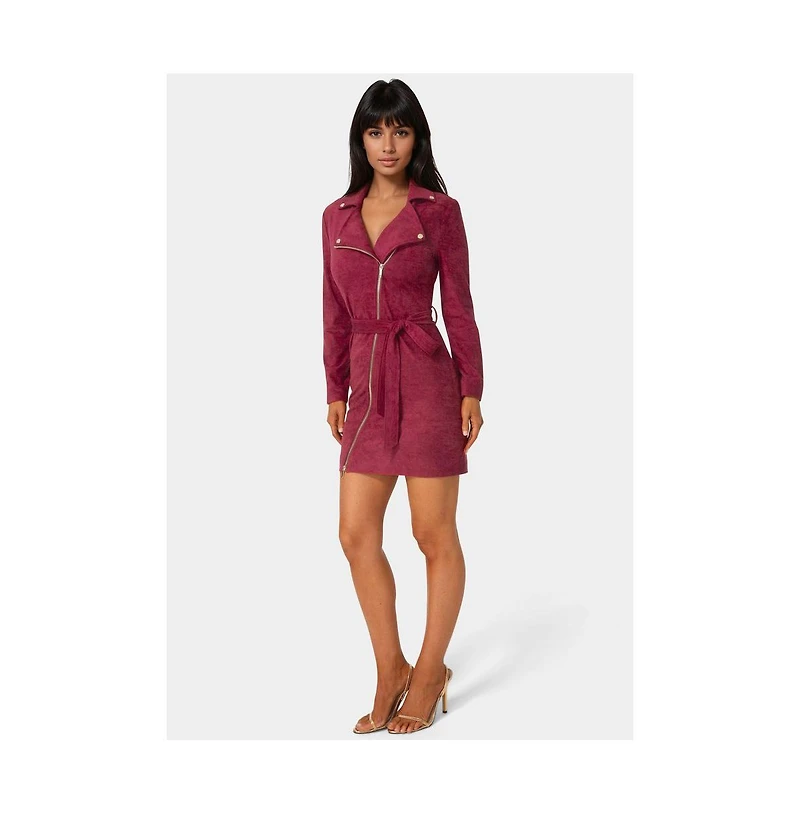 Bebe Women's Faux Suede Moto Dress