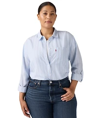 Levi's Women's Plus Darlene Chikee Stripe Chambray Shirt