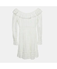 Pre-Owned Zimmermann Women's White Embroidered Cotton Melody Ladder Mini Dress
