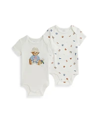 Polo Ralph Lauren Baby Girls' Printed Short-Sleeve Bodysuit, 2-Piece Set