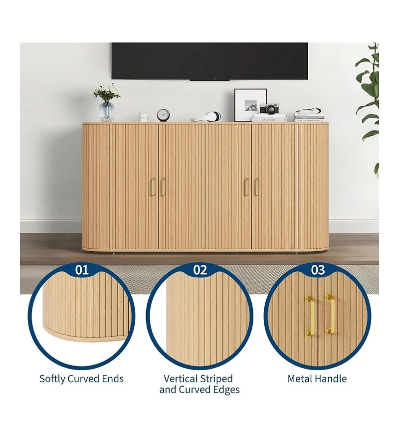 Gaomon 63" Sideboard Buffet Cabinet with Storage,Modern Wooden Sideboard,Media Console Cabinet for Dining Room, Living Room