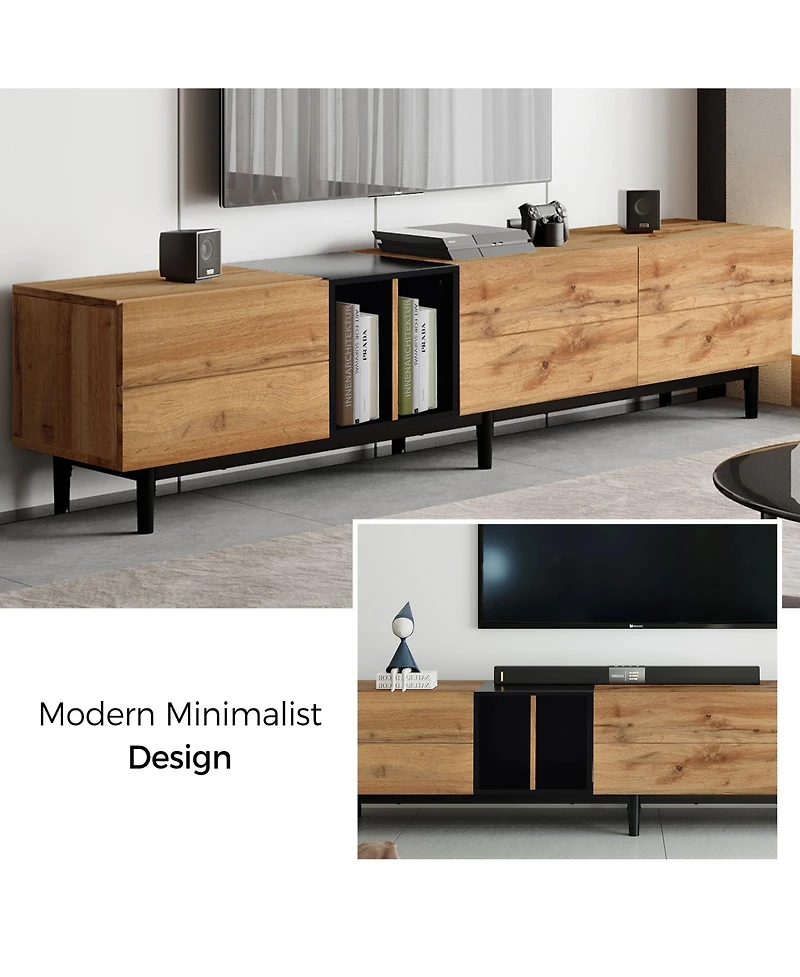 Casainc 80" Tv Stand with 3 Doors, Media Console Table, Entertainment Center Large Storage Cabinet