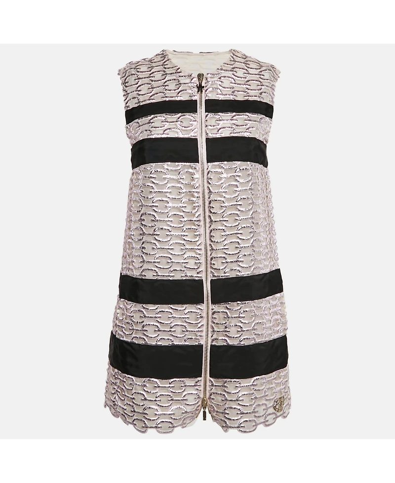 Pre-Owned Moncler Women's Metallic Pink Lace Lucy Gilet Mini Dress