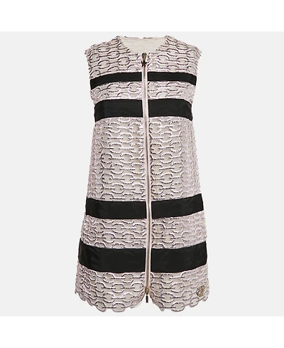 Pre-Owned Moncler Women's Metallic Pink Lace Lucy Gilet Mini Dress