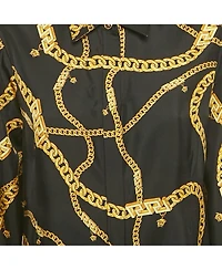 Pre-Owned Versace Women's Black Chain Print Silk Shirt Dress