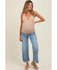 Pinkblush Maternity Blue Fringe Hem Ankle Wide Leg Jeans