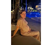 Pinkblush Maternity Black Sequin Short Sleeve Maxi Dress