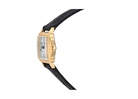 Peugeot Women's Vintage 14K Gold-Plated Rectangular Small Face Watch with Leather Strap