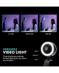 Movo WebMic Hd Pro All-in-One Webcam with Mic and Ring Light in Silver
