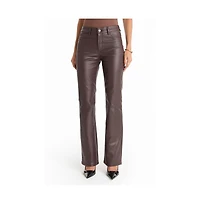 The Noli Shop Women's Aria Coated Flare Jean - Merlot