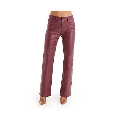 The Noli Shop Women's Aria Coated Flare Jean - Merlot