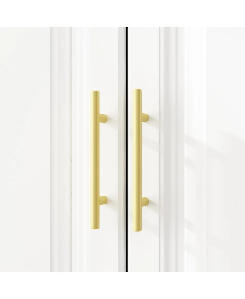 Homsee 6-Door Big Wardrobe Armoires with Hanging Rod, 4-Drawers, Storage Shelves