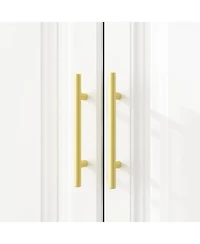 Homsee 6-Door Big Wardrobe Armoires with Hanging Rod, 4-Drawers, Storage Shelves