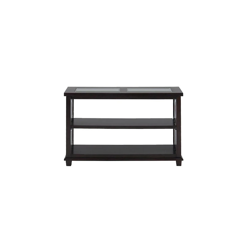 Jofran Panama Brown Contemporary Wood and Glass Sofa Table