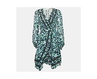 Pre-Owned Zimmermann Women's Blue Floral Print Crepe Ruffled Wrap Mini Dress