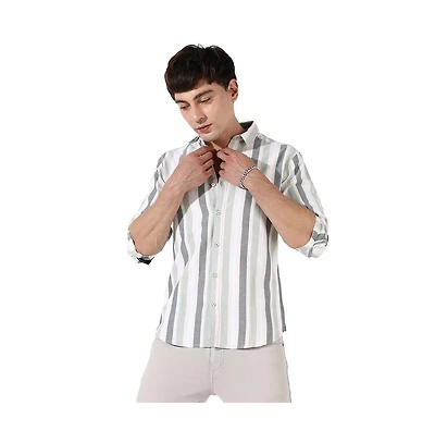 Campus Sutra Men's Multitrack Striped Button Up Shirt